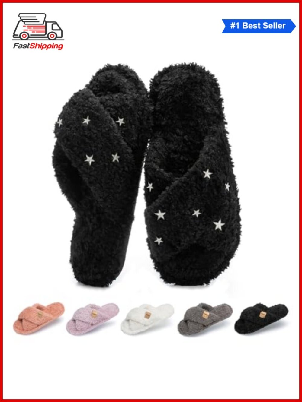 ✨ Fuzzy Open Toe Slippers for Women Cozy Memory Foam House Shoes Faux Fur Indoor